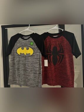 Boys Batman and Spider-Man Comic Tees - Yellow/Red/Black - Size XL - New
